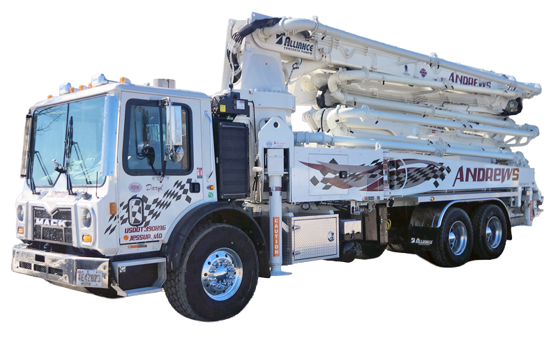 Andrews equipment 38 meter boom pump no background