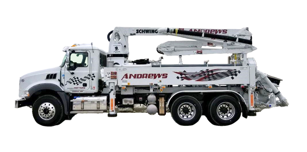 Andrews Equipments 20 Meter boom pump isolated, no background